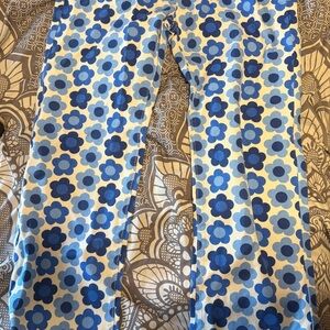 Blue Floral Boot Cut Pants